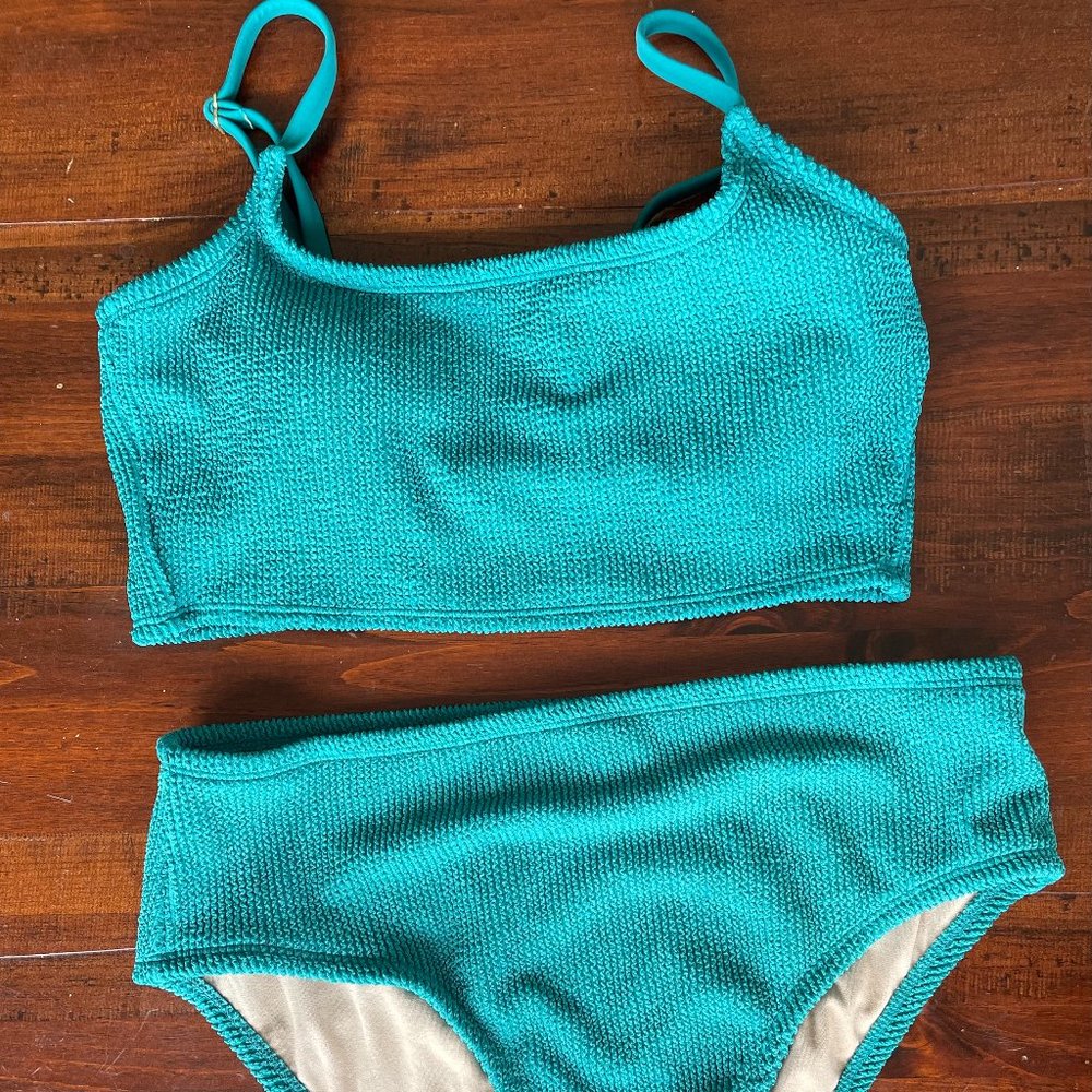 Women's Mid-Rise Medium Coverage Bikini Bottom & Square Neck Bikini Top